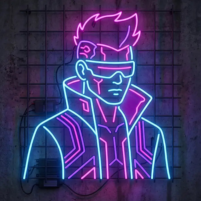 Cyber Punk Neon LED Schild – Cyberpunk Charakter für Gaming-Setup & Männerhöhle