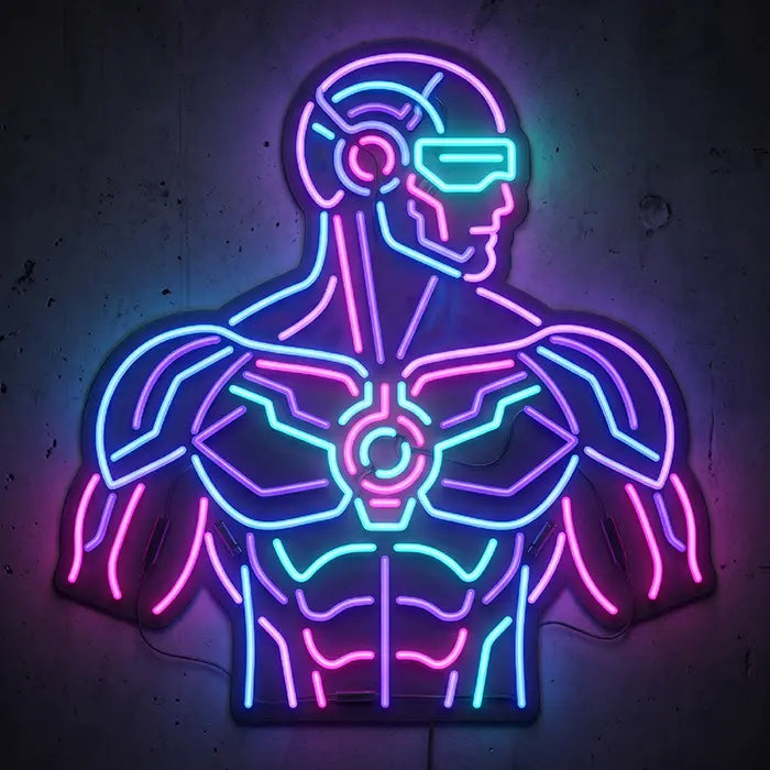 Robo-Bot Neon LED Schild – Cyberpunk Roboter Statement für Sci-Fi Fans