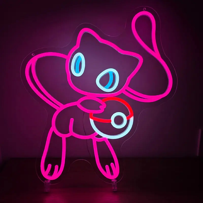 Pokémon Mew Neon LED Schild USB – Mythisches Pokémon Deko mit Pokéball fürs Gaming-Zimmer