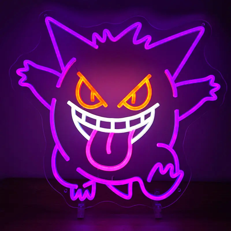 Gengar Crazy LED Leuchtschild beleuchtet – Pokémon Charakter Wanddeko