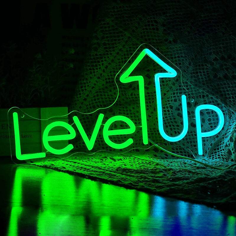 Level Up LED Schriftzug – Geschenkidee für Gamer und Streamer
