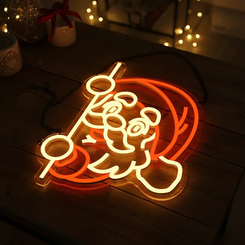 Santa Claus Neonschild dimmbar 9 Stufen USB – handgefertigte Advents Deko