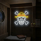 Anime one piece Stil Neonschild Schädel mit Knochen – LED Wandbeleuchtung