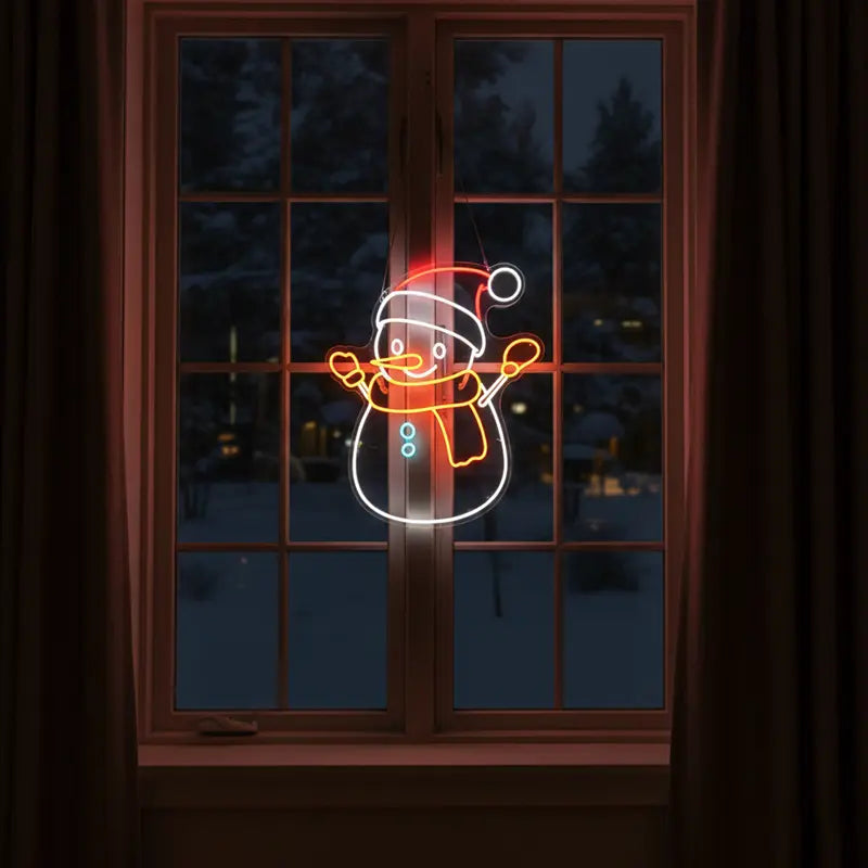 Schneemann Neonschild dimmbar 9 Stufen USB – handgefertigte Weihnachts Deko