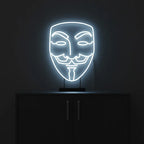 LED Neonschild Maske im Anonymous-Stil für moderne Raumgestaltung